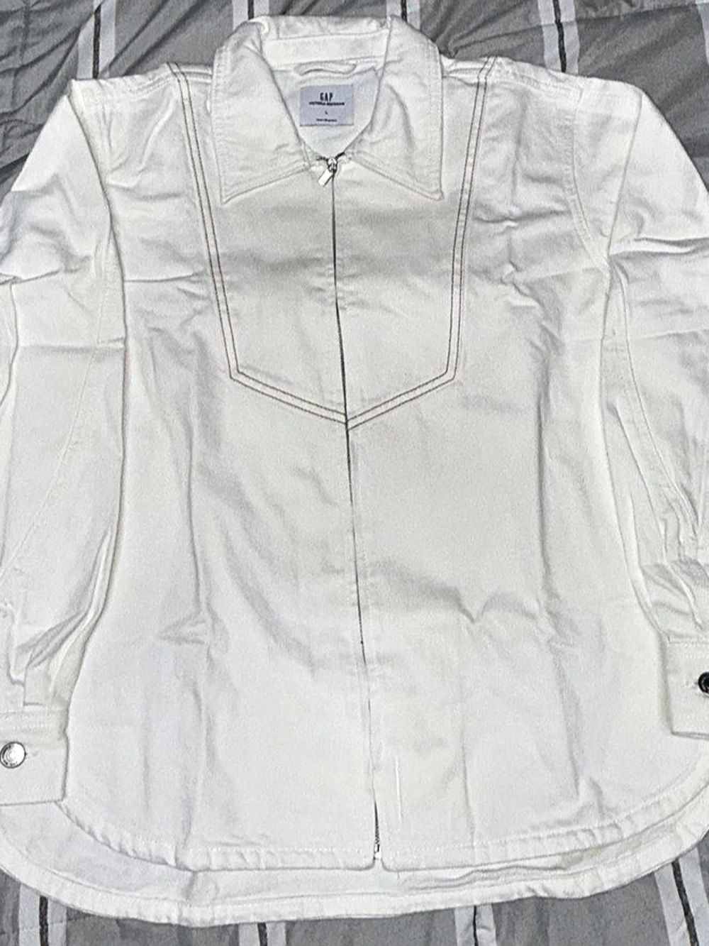 GAP x Victoria Beckham Denim Zip Shirt White Size Large